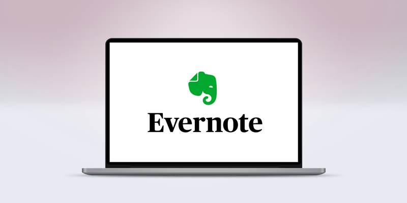 筆電螢幕上的 Evernote 標誌